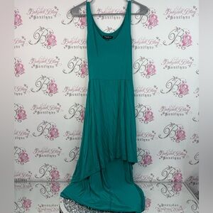 Streetwear Society dress green blue Teal High Low Dress open back detail flowy